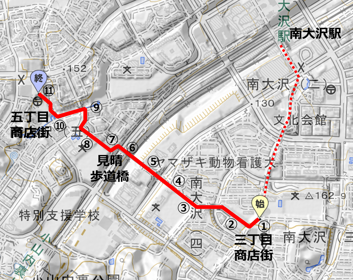 【遊歩道をゆく⑥】三丁目商店街～見晴歩道橋～五丁目商店街（約15分）